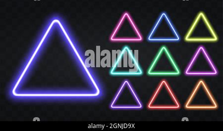 Neon triangle Border with copy space Stock Vector