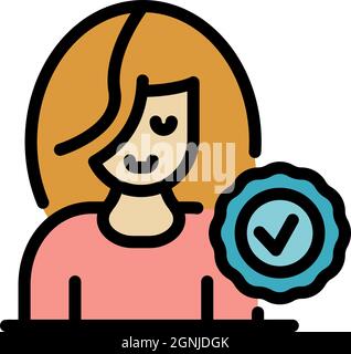 Approved tourism manager icon. Outline approved tourism manager vector icon color flat isolated Stock Vector