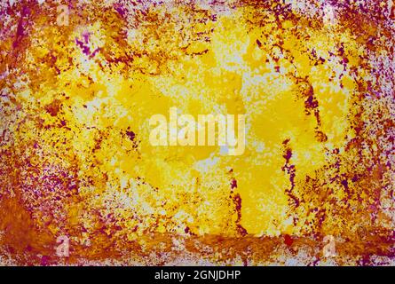 Abstract red and yellow watercolor background. Hand Made Backdrop. Brush Image. Spots of paint. Fragment of artwork. Stock Photo