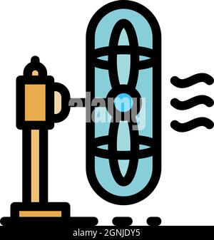 Table fan side view icon. Outline table fan side view vector icon color flat isolated Stock Vector