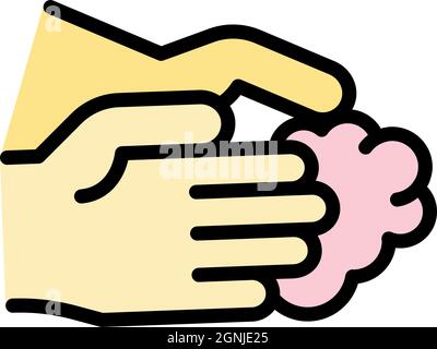 Hands wash icon. Outline hands wash vector icon color flat isolated Stock Vector