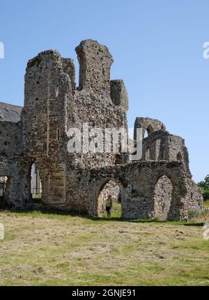 The cloister ruins of 14th-century Premonstratensian Leiston Abbey in Suffolk, England UK