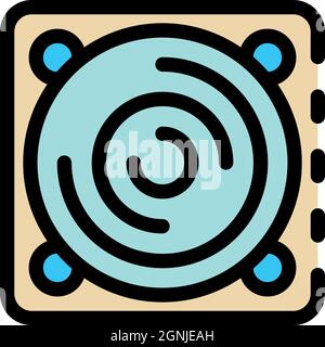 Indoor ventilation lid icon. Outline indoor ventilation lid vector icon color flat isolated Stock Vector