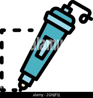 3d toy pen icon. Outline 3d toy pen vector icon color flat isolated Stock Vector