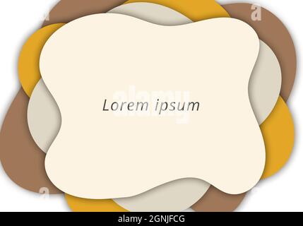 Abstract yellow, brown color wave shape layer paper cut style on white background. Vector illustration Stock Vector