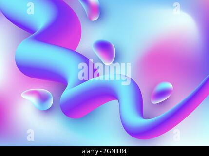 Abstract trendy 3D fluid gradient shape vibrant color background. Vector illustration Stock Vector