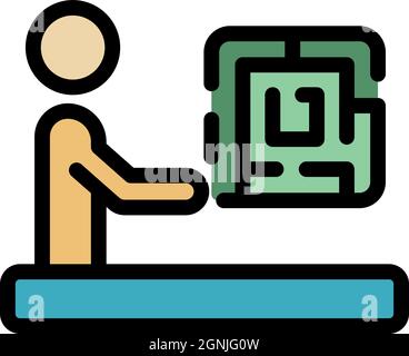 Resolve crisis labyrint icon. Outline resolve crisis labyrint vector icon color flat isolated Stock Vector