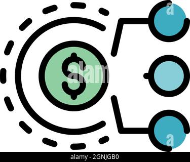 Global restructuring finance icon. Outline global restructuring finance vector icon color flat isolated Stock Vector