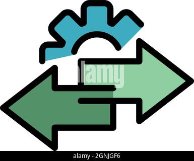 Gear restructuring icon. Outline gear restructuring vector icon color flat isolated Stock Vector