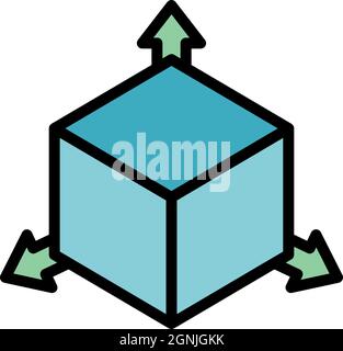 Restructuring 3d direction icon. Outline restructuring 3d direction vector icon color flat isolated Stock Vector
