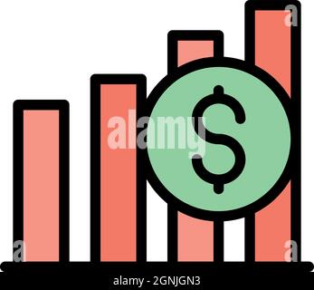 Restructuring graph chart icon. Outline restructuring graph chart vector icon color flat isolated Stock Vector