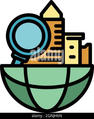 Global search restructuring icon. Outline global search restructuring vector icon color flat isolated Stock Vector