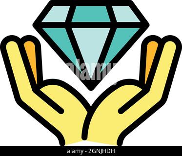 Take diamond prize icon. Outline take diamond prize vector icon color flat isolated Stock Vector
