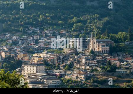 Beautiful aerial view of the historic center of Chatillon, Valle d'Aosta, Italy Stock Photo