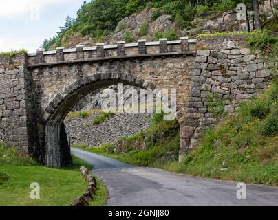 Kristiansand, Norway - August 01 2021: Gjengesti bridge also known as Knuden near E39 between Mandal and Kristiansand Stock Photo