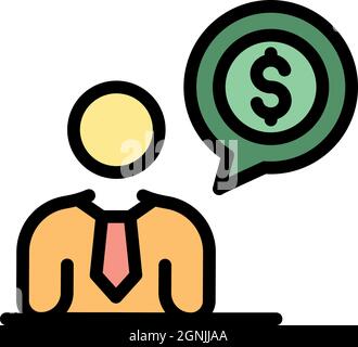 Bank cashier icon. Outline bank cashier vector icon color flat isolated Stock Vector