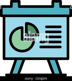 Report on table icon. Outline report on table vector icon color flat isolated Stock Vector
