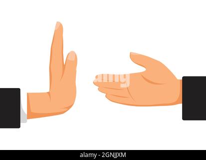 refusing hand shake with virus infected people Stock Vector