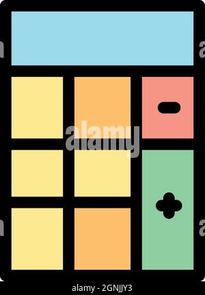 Algebra calculator icon. Outline algebra calculator vector icon color flat isolated Stock Vector