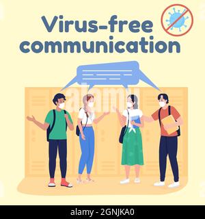 School during quarantine social media post mockup Stock Vector