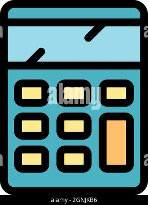 Pocket calculator icon. Outline pocket calculator vector icon color flat isolated Stock Vector