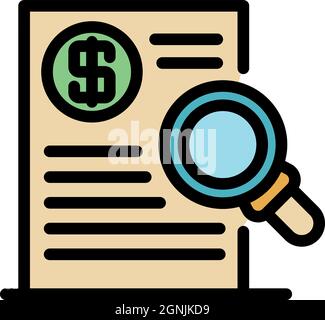 Trader money document icon. Outline trader money document vector icon color flat isolated Stock Vector