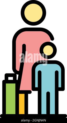 Illegal immigrants icon. Outline illegal immigrants vector icon color flat isolated Stock Vector