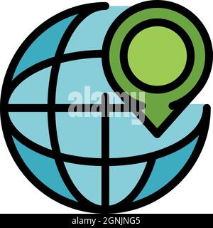Location illegal immigrants icon. Outline location illegal immigrants vector icon color flat isolated Stock Vector