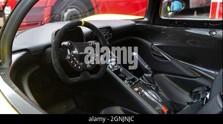 Vallelunga, italy september 19th 2021 Aci racing weekend. Dallara GT car interior, cockpit and steering wheel Stock Photo