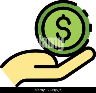 Take immigrants money icon. Outline take immigrants money vector icon color flat isolated Stock Vector