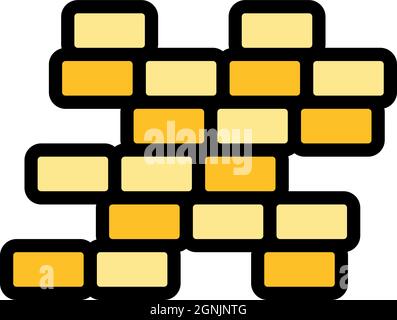 Destroyed brick wall icon. Outline destroyed brick wall vector icon color flat isolated Stock Vector