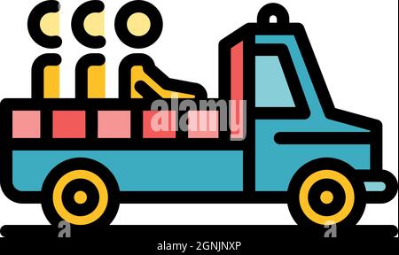 Illegal immigrants pickup icon. Outline illegal immigrants pickup vector icon color flat isolated Stock Vector