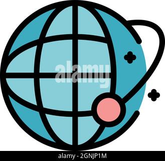 Global crisis immigration icon. Outline global crisis immigration vector icon color flat isolated Stock Vector