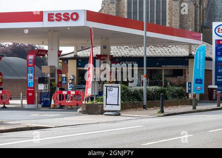 Northampton, 26th September 2021. Fuel shortage. Tesco's Wellingborough road sold out out after people queuing all day yesterday, due to lack of HGV drivers. Credit: Keith J Smith./Alamy Live News. Stock Photo