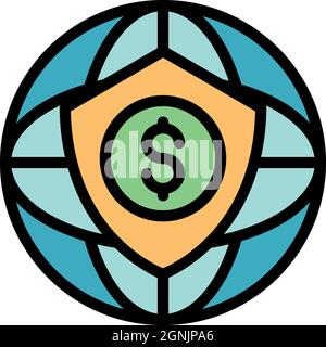 Secured credit union icon. Outline secured credit union vector icon color flat isolated Stock Vector