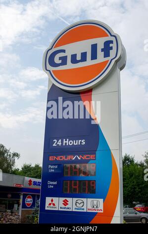 Gulf petrol station unleaded and diesel same price per litre forecourt ...