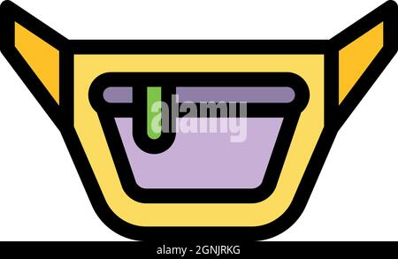 Money waist bag icon. Outline money waist bag vector icon color flat isolated Stock Vector