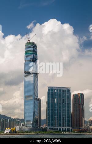 The ICC in West Kowloon, Hong Kong's tallest building, under construction in July 2009 Stock Photo