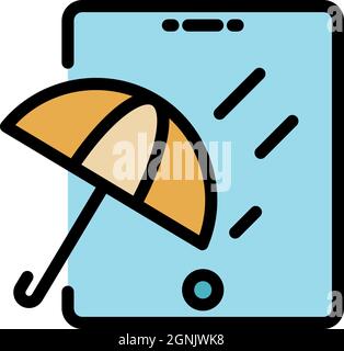 Waterproof glass icon. Outline waterproof glass vector icon color flat isolated Stock Vector