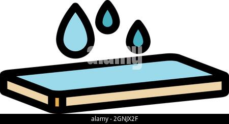 Water protection glass phone icon. Outline water protection glass phone vector icon color flat isolated Stock Vector