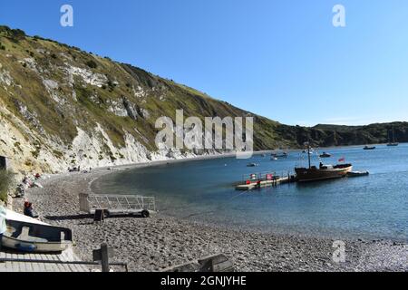 Lulworth Cove Dorset set on the South West Coast Path around the corner from Durdle Door. Stock Photo