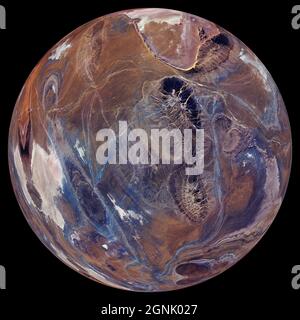 Mysterious planet in space, satellite of a star. Super-earth planet, realistic exoplanet suitable for colonization, earth-like planet in far space, 3d