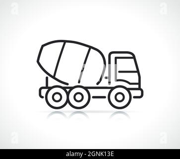 concrete truck thin line icon isolated design Stock Vector