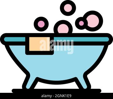 Luxury jacuzzi icon. Outline luxury jacuzzi vector icon color flat isolated Stock Vector