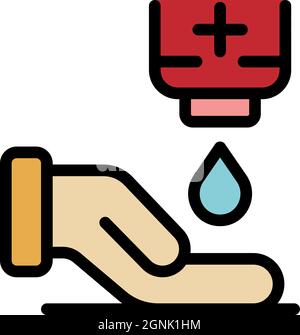 Hands disinfection icon. Outline hands disinfection vector icon color flat isolated Stock Vector