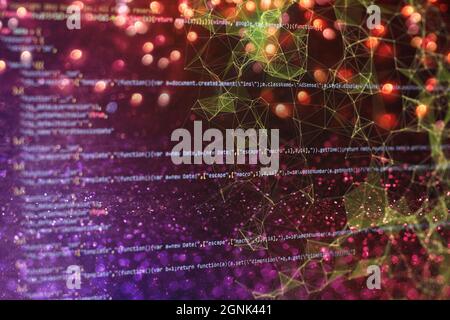 Website development. Server logs analysis. Closeup developing programming and coding technologies. Developer working on web sites codes in office. Stock Photo