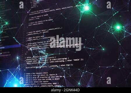 Website development. Server logs analysis. Closeup developing programming and coding technologies. Developer working on web sites codes in office. Stock Photo