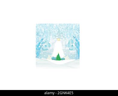 abstract card with a winter holiday landscape Stock Vector