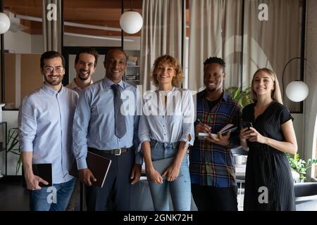 Portrait of happy successful diverse business team Stock Photo