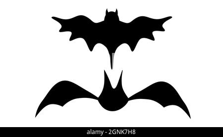Set of evil Bats isolated on white background. Objects for Halloween concept. Copy space 3D illustration Stock Photo